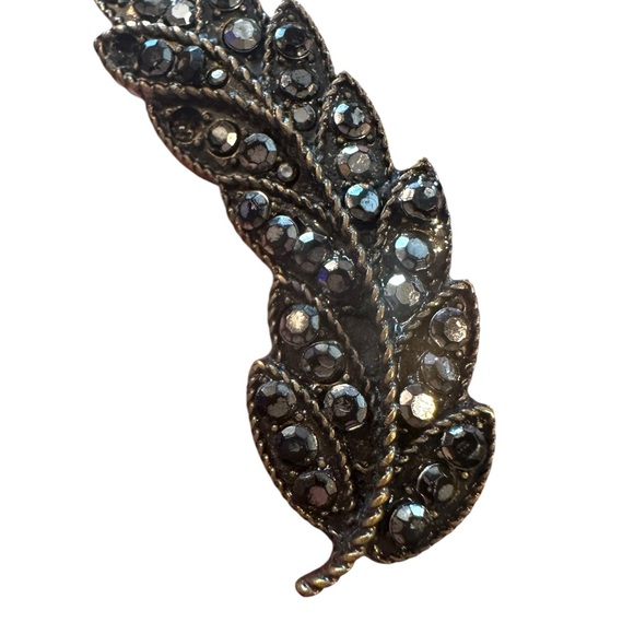 Bronze Rhinestone Leaf Two Finger Edgy Ring size 6 - Picture 5 of 16